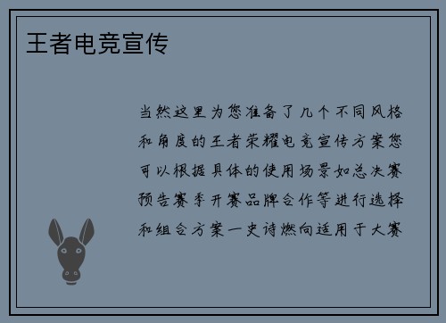 王者电竞宣传